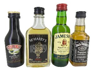 Mini bar set 4 mignonnettes whisky: Bailey's- Mac Harry-Jameson-Jack daniel's