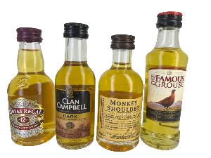 Mini bar set 4 mignonnettes whisky: Chivas-Clan Campbell-Monkey Shoulder-Famous Grouse