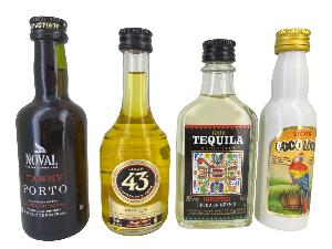 Mini bar set 4 mignonnettes: Coco Loco-Tequila-Licor 43-Porto Noval