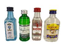 Mini bar set 4 mignonnettes Gin: Bombay-Tanqueray-Beefeater-Gordon's