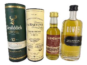 Mini bar set 4 mignonnettes whisky: Nomad-Glendronach-Balvenie-Glenfiddich